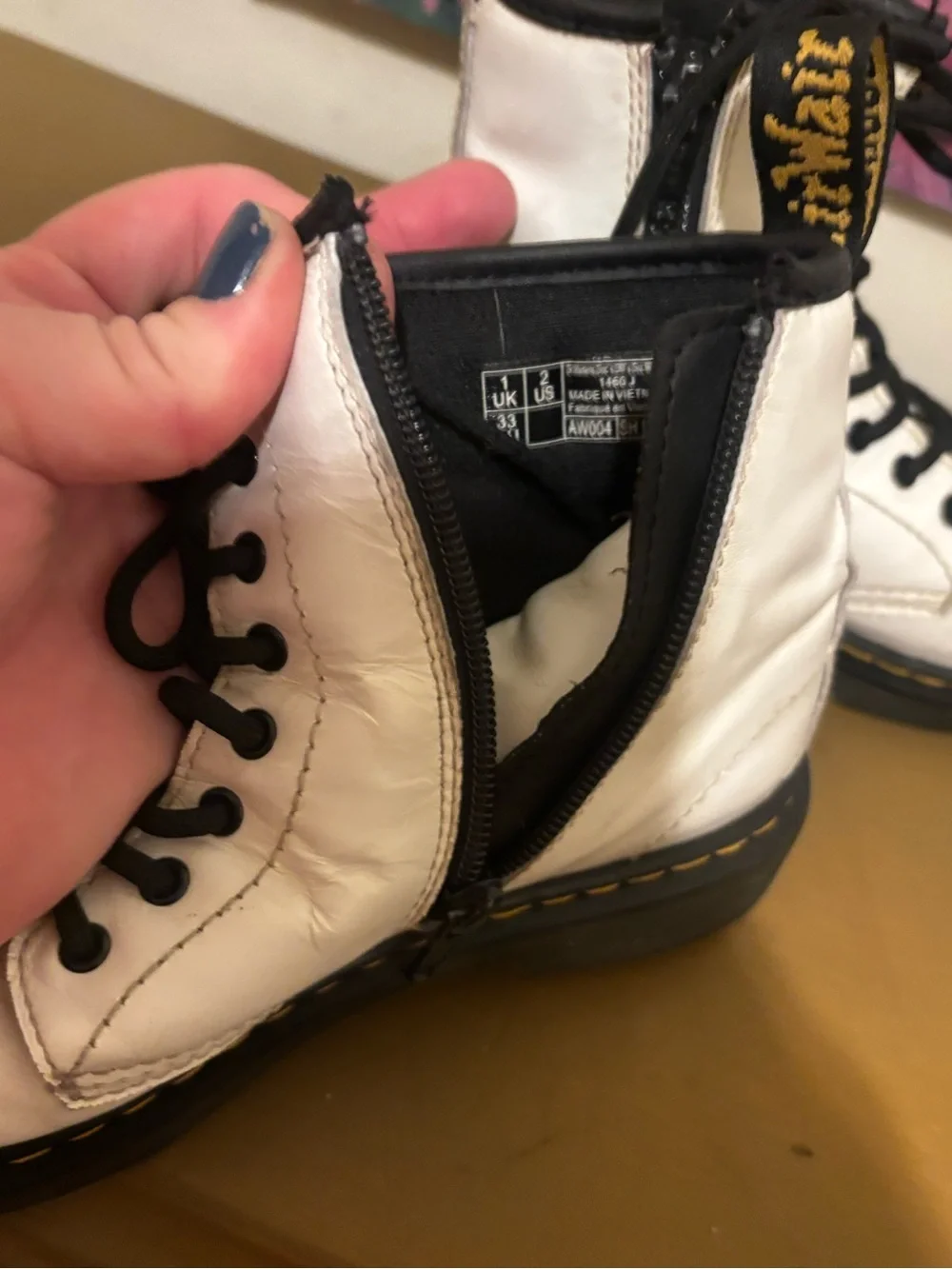 Dr. Martens White and Black Lace-Up Kids Boots